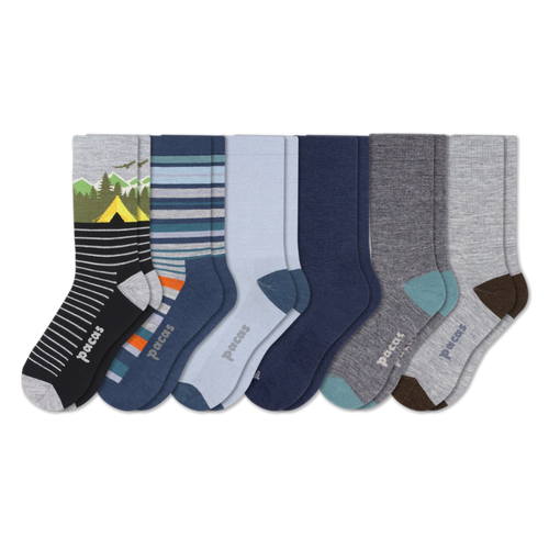 6 Pack - Men's Light-Weight Crew Pacas Socks