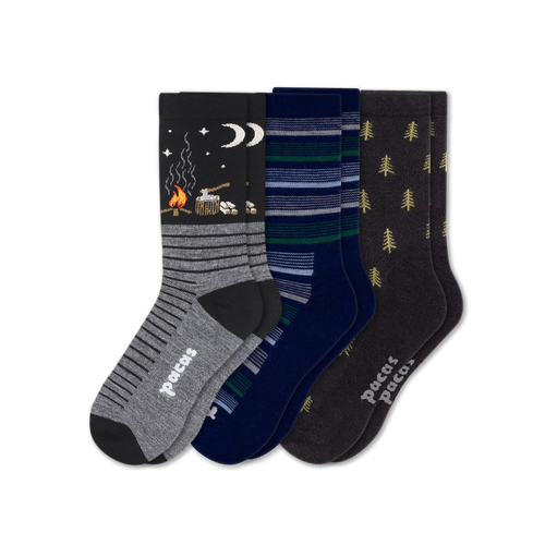 3 Pack - Men's Light-Weight Crew Pacas Socks
