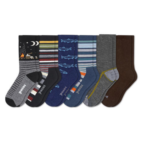 6 Pack - Men's Light-Weight Crew Pacas Socks