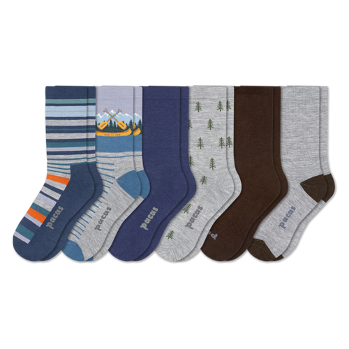 6 Pack - Men's Light-Weight Crew Pacas Socks