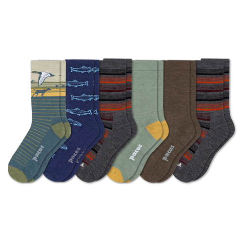 6 Pack - Men's Light-Weight Crew Pacas Socks