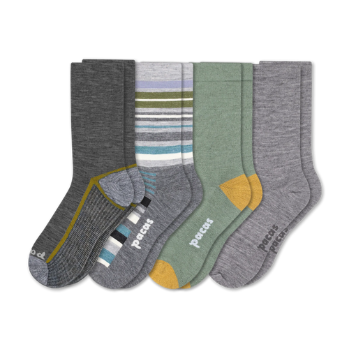 4 Pack - Men's Light-Weight Crew Pacas Socks