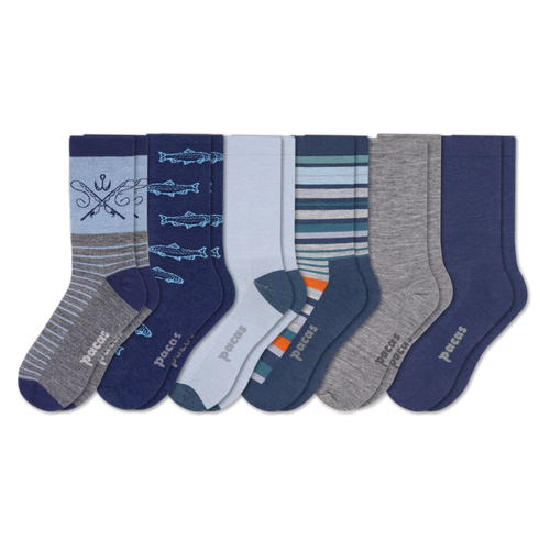 6 Pack - Men's Light-Weight Crew Pacas Socks