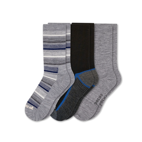 3 Pack - Men's Light-Weight Crew Pacas Socks