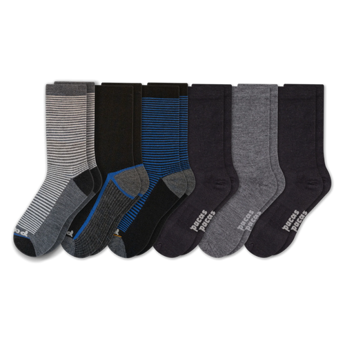 6 Pack - Men's Light-Weight Crew Pacas Socks