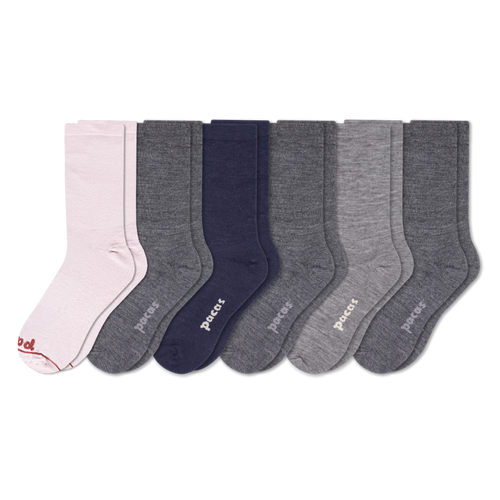 6 Pack - Women's Light-Weight Crew Pacas Socks
