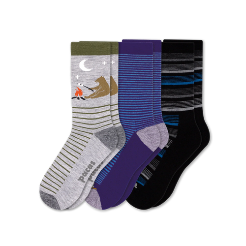 3 Pack - Men's Light-Weight Crew Pacas Socks