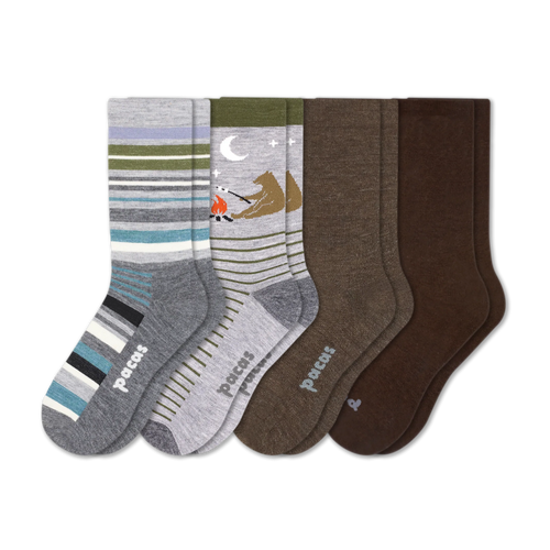 4 Pack - Men's Light-Weight Crew Pacas Socks