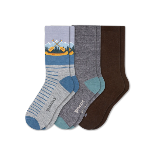 3 Pack - Men's Light-Weight Crew Pacas Socks