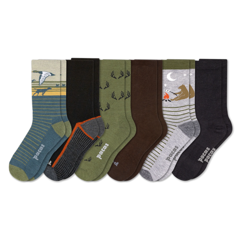 6 Pack - Men's Light-Weight Crew Pacas Socks