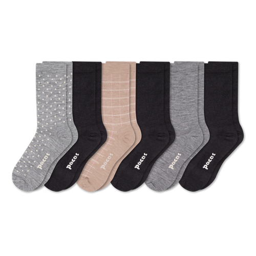 6 Pack - Women's Light-Weight Crew Pacas Socks