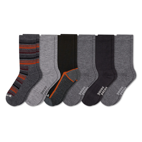 6 Pack - Men's Light-Weight Crew Pacas Socks