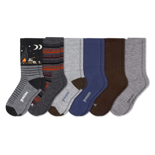 6 Pack - Men's Light-Weight Crew Pacas Socks