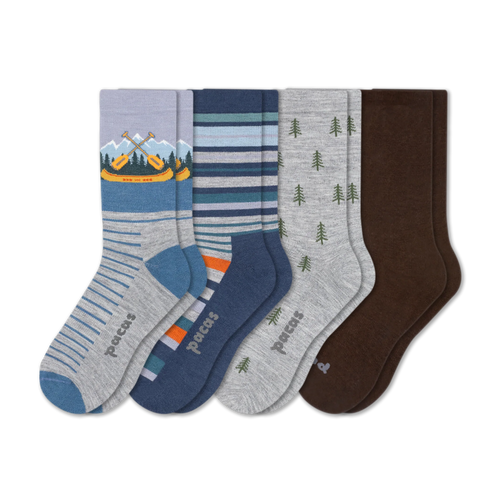 4 Pack - Men's Light-Weight Crew Pacas Socks